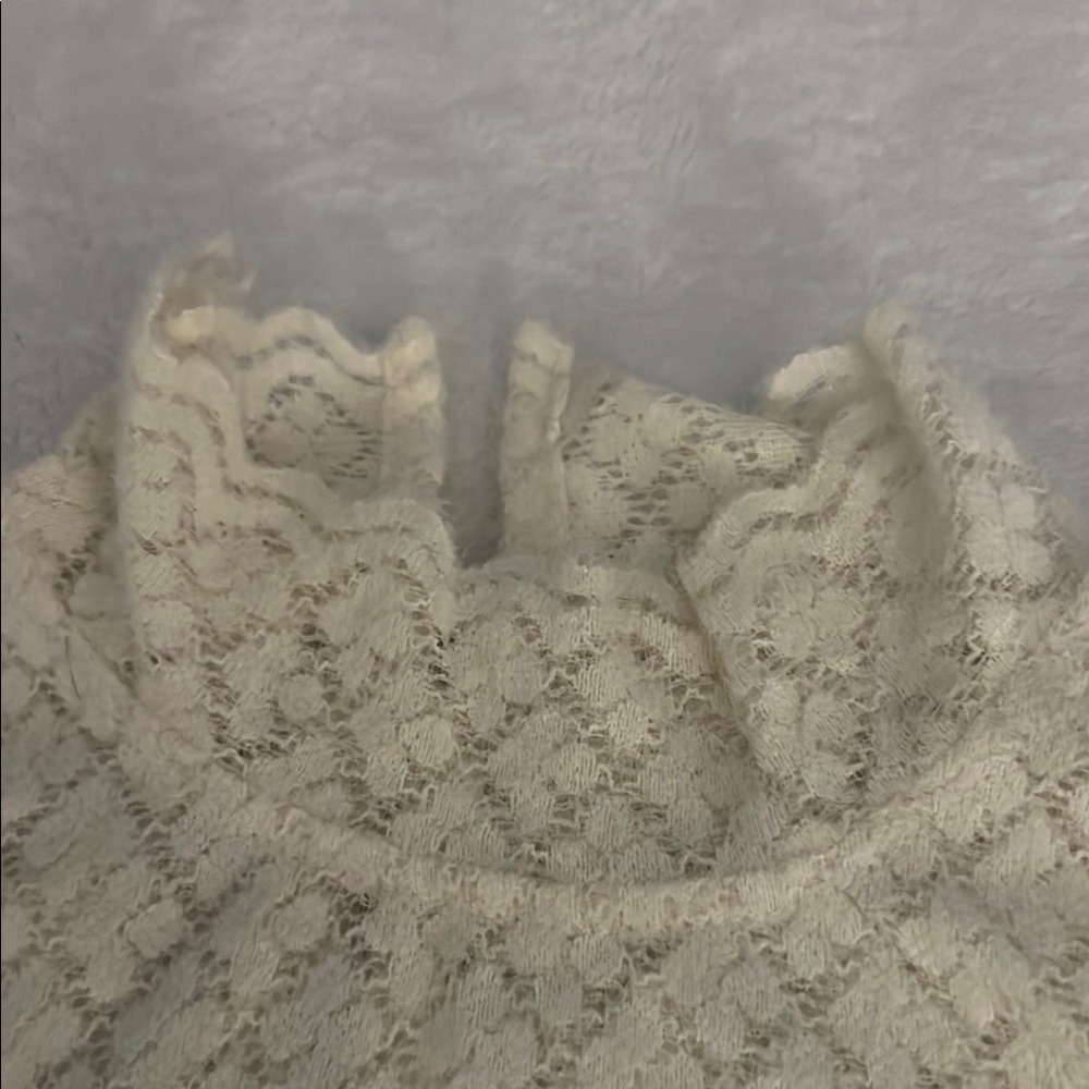 Cream Transparent Elegant Textured Long Sleeve Top